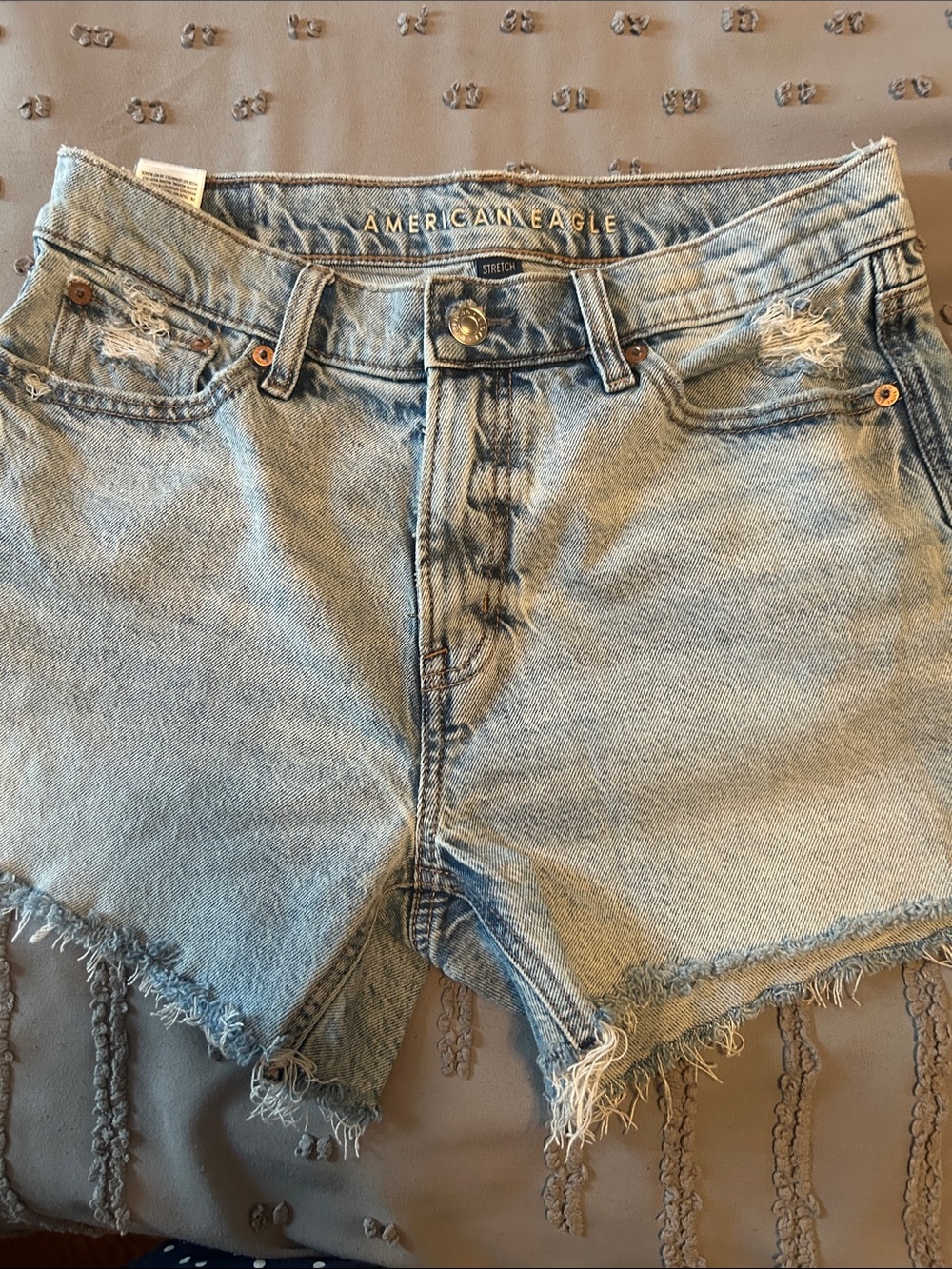 American Eagle Outfitters Light Blue Distressed Denim Cutoff Shorts - Women's